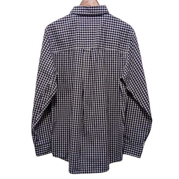 CHAPS Men's M Navy Blue Checked Long Sleeve Button Down Casual Shirt - Picture 7 of 8